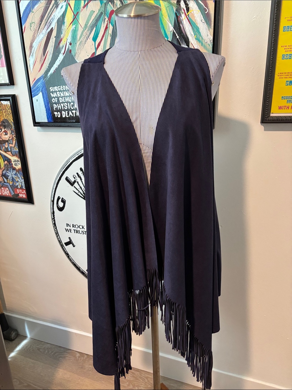 INC International Concepts Fringed Navy Vest
